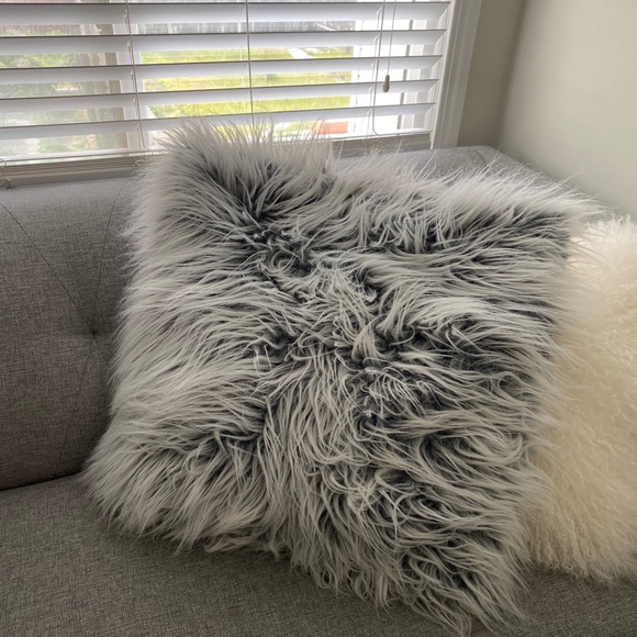 Accents Large Grey Faux Fur Pillow Poshmark